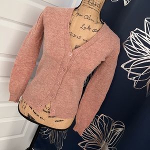 Uniqlo Wool Blend Dusty Rose Cardigan